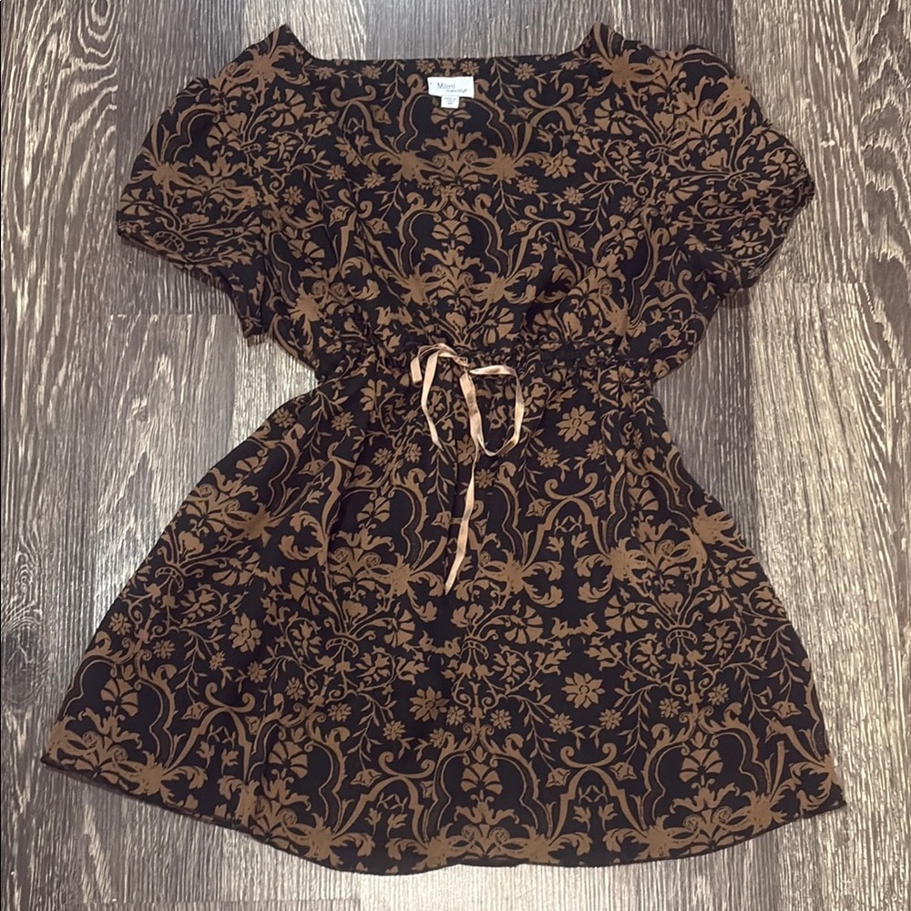 Vintage Y2K brown floral ruched maternity top Mimi Maternity size medium